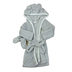 Sweet & Soft Boys Grey | White Bathrobe size: 6-9 Months